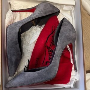 Christian Louboutin Charcoal Suede Stilettos
